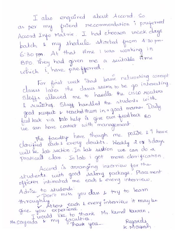 CCNA Student Testimonial