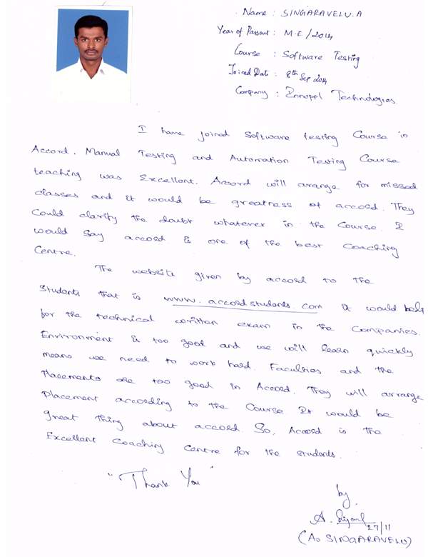 Testing Student Testimonial