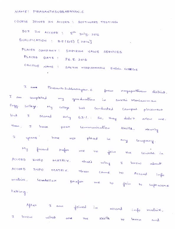 Testing Student Testimonial