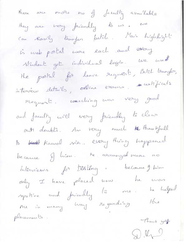Testing Student Testimonial